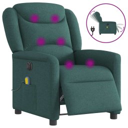 Fotoliu electric de masaj rabatabil, verde închis, textil GartenMobel Dekor
