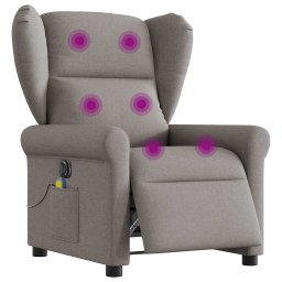 Fotoliu electric de masaj rabatabil, gri taupe, textil GartenMobel Dekor