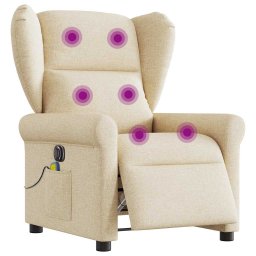 Fotoliu electric de masaj rabatabil, crem, textil GartenMobel Dekor