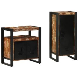 Set de mobilier pentru baie cu raft 2 pcs Lemn recuperat masiv GartenMobel Dekor