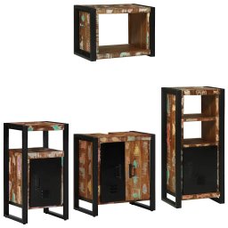 Set de mobilier pentru baie cu raft 4 pcs Lemn recuperat masiv GartenMobel Dekor