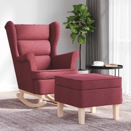 Scaun balansoar cu taburet, rosu vin, material textil GartenMobel Dekor