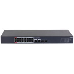 Switch Dahua CS4220-16GT-240, 20 porturi, 16x PoE Gb, 2x RJ45 Gb, 2x SFP Gb, 240 W, cu management