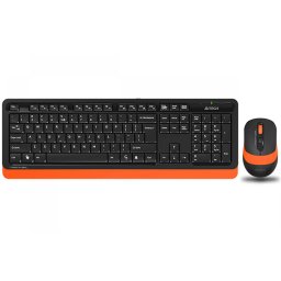 Kit TASTATURA si Mouse A4TECH, Fstyler FG10+FGK10, wireless, 104 taste format standard, mouse 2000dpi, 4/1 butoane, negru & portocaliu, FG1010 Orange (timbru verde 0.8 lei)