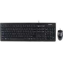 Kit TASTATURA si Mouse A4TECH, KRS-83+OP-720, cu fir, 104 taste format standard, mouse 1000dpi, 3/1 butoane, negru, KRS-8372-USB (timbru verde 0.8 lei)