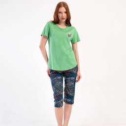 Pijama Damă cu Pantalon Trei Sfert Vienetta 'Good Thinks Take Time' Croială Lejeră Mărimi Mari