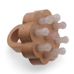 Pieptene rotund pentru masaj cu cristale naturale din Cuart roz, 6cm
