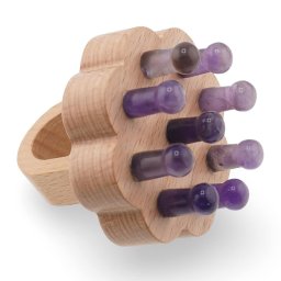 Pieptene rotund pentru masaj cu cristale naturale din Ametist, 6cm