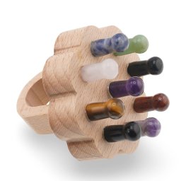Pieptene rotund pentru masaj cu Mix cristale naturale, 6cm