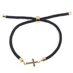 Bratara Cruce aurie cu Zirconiu negru, 18mm