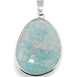 Pandantiv Amazonit fatetat oval neregulat, 32mm