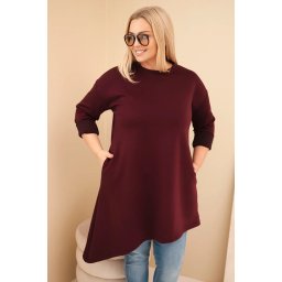 Kesi Włoski Plus Size women's dress made of viscose with a loose fit and long sleeves plum