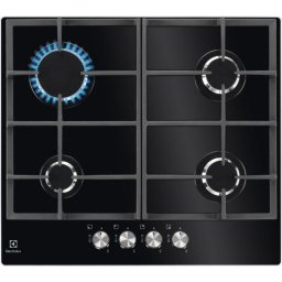 Plita incorporabila Electrolux KGG6426K, Gaz, 4 zone de gatit, Aprindere electrica, Gratare fonta, Gratare fonta, 60 cm, Sticla neagra