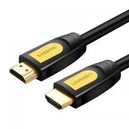CABLU video Ugreen, "HD101" HDMI (T) la HDMI (T), rezolutie maxima 4K UHD (3840 x 2160) la 60 Hz, round cable, conectori auriti, 1m, galben + negru