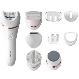 Epilator umed si uscat Philips Seria 9000 BRE740/90, 12 accesorii, 32 pensete, utilizare fara fir, 2 setari de viteza, opti-light, discuri ceramice, Argintiu