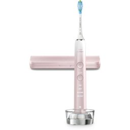 Periuta de dinti electrica Philips Sonicare DiamondClean 9000 HX9911/84, 62000 miscari/min, 4 moduri de curatare, 3 nivele intensitate, senzor presiune, functia BrushSync, aplicatie Sonicare, wireless Bluetooth, toc transport, baza de incarcare, Roz
