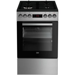 Aragaz mixt Beko FSM51331DXDTN, 4 arzatoare, Clasa A, Grill electric, 3D Cooking, Siguranta flacara, Culoare Inox