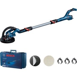 Masina de slefuit perete Bosch Professional GTR 550, 550 W, 215 mm diametru disc, 1730 mm lungime, 910 RPM, foaie abrazica M480, valiza profesionala, disc, 3 cleme cablu