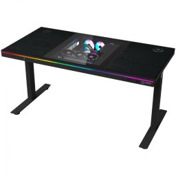 Birou gaming LORGAR DESK ELITE 90, melamina, electric reglabil 705-1165 mm, RGB, dimensiuni 1405x680 mm, Negru