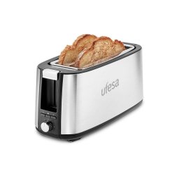 Prajitor de paine UFESA Duo Plus, 800 W, Tava Firimituri, Design Compact, Argintiu