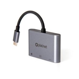 Hub USB 3 in 1 Platinet USB-C 3.2 GEN2 10GB/S, Argintiu