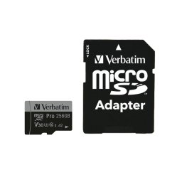 Card de memorie Verbatim Pro microSDXC U3, 256GB, Negru
