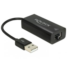 Adaptor Delock 62595, USB 2.0 la retea LAN 10/100 Mbps, Negru