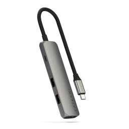 HUB USB Multiport Satechi Slim ST-P4SM, 4-in-1, USB-C, HDMI 4K, Gri Spatial