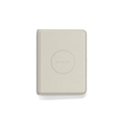 Husa pentru pasaport Satechi ST-VPCW, din piele vegana, localizare cu aplicatia Find My, Bej