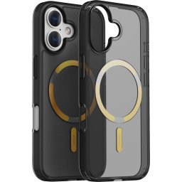 Husa telefon Dviced pentru iPhone 17, Translucid cu accente aurii