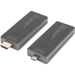 Set Wireless Video Extender Digitus DS-55324 4K USB-C > HDMI Transmitator si Receptor Raza de Functionare 30M Gri