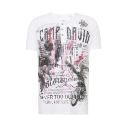 CAMP DAVID Tricou 'Road Rebel' gri / mov zmeură / negru / alb
