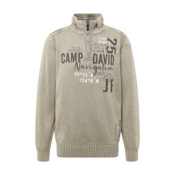 CAMP DAVID Pulover gri / kaki / negru