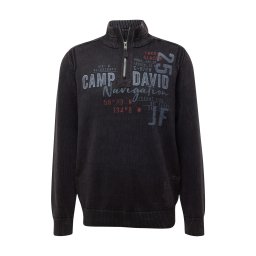 CAMP DAVID Pulover albastru marin / maro / negru