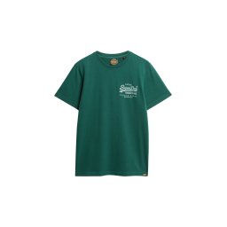 Superdry & Co Tricou 'Heritage' verde / alb