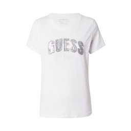 GUESS Tricou galben pastel / argintiu / alb