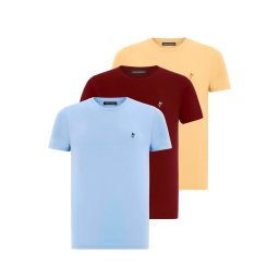 Jacey Quinn Tricou albastru / galben / roșu burgundy