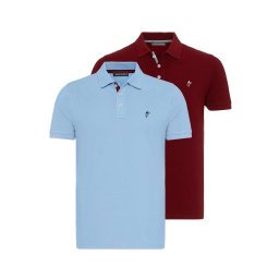 Jacey Quinn Tricou albastru / roșu vin / alb