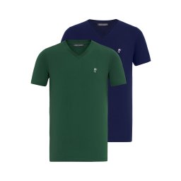 Jacey Quinn Tricou albastru închis / verde / alb