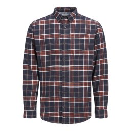 JACK & JONES Cămașă 'Joshua Buffalo' albastru marin / portocaliu / alb