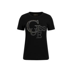 GUESS Tricou auriu / negru / argintiu
