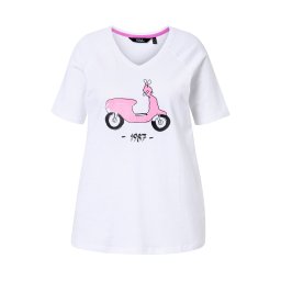Ulla Popken Tricou roz / negru / alb