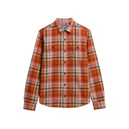Superdry & Co Cămașă verde închis / portocaliu mandarină / roși aprins / alb