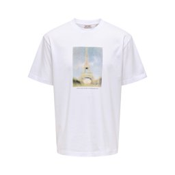 Only & Sons Tricou 'Fred Eiffel' bej deschis / albastru deschis / alb