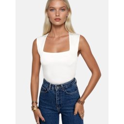 Trend Alaçatı Stili Tricou body alb