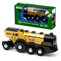 BRIO Golden battery locomotive with light and sound, railway