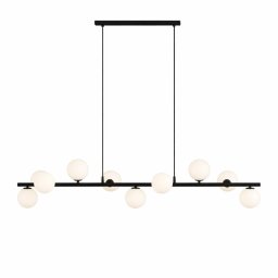 Lustră Filo, 9xG9, L119cm, metal negru, sticlă albă