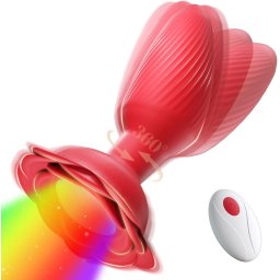 Vibrator Light Up Rotating Flower Rosu
