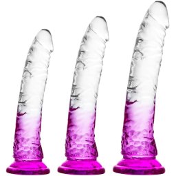 Set dildo Crystal Glam 3pcs Transparent/Roz