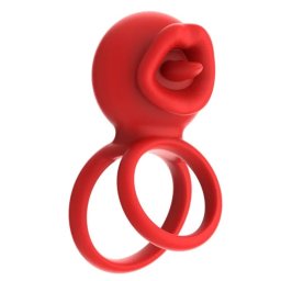 Inel penis Vibrating Tongue Rosu